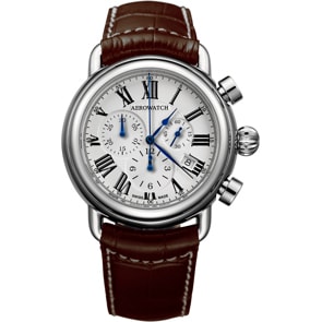 Aerowatch 1942 Chrono en cuir brun Ø 44mm