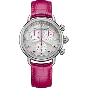 Aerowatch 1942 Chronolady Diamonds Leder pink