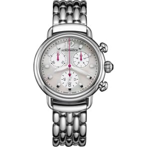 Aerowatch 1942 Chronolady Edelstahl Silbrig / Weiss