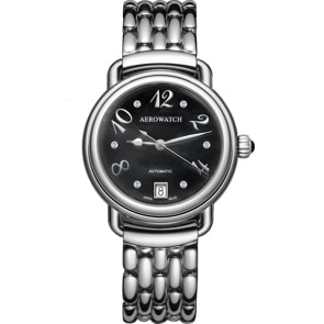 Aerowatch 1942 Lady Automatic Diamonds Edelstahl