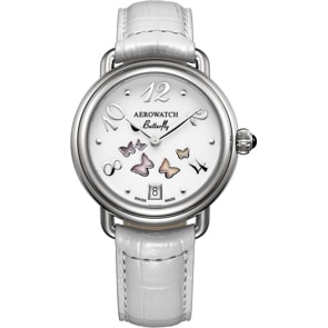 Aerowatch 1942 Lady Butterfly Leder weiss