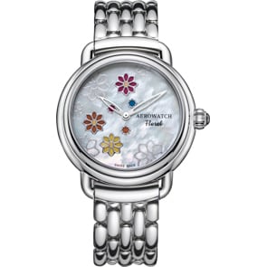 Aerowatch 1942 Lady Floral Edelstahl