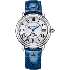 Aerowatch 1942 Lady Moon Phase en cuir bleu
