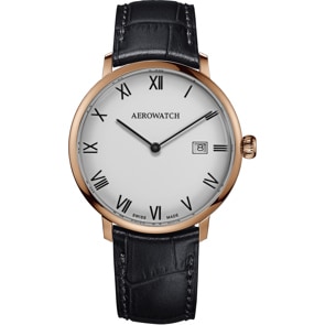 Aerowatch Héritage Slim Rosé / Leder schwarz