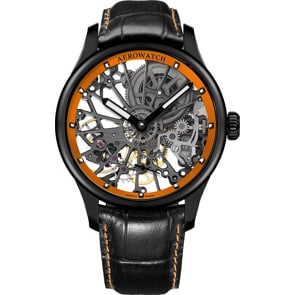 Aerowatch Renaissance Cobweb Skeleton Schwarz / Orange