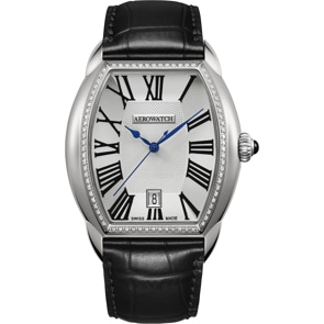 Aerowatch Streamline Lady Diamonds en cuir noir