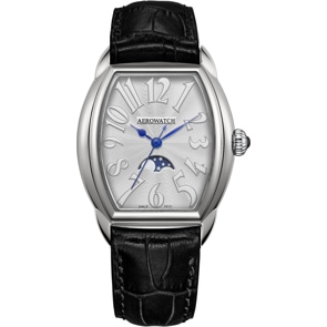 Aerowatch Streamline Lady Moon Phase en cuir noir