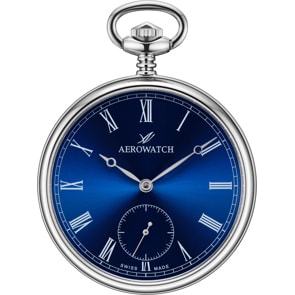 Aerowatch Taschenuhr Lépine Mechanical Silbrig / Blau Ø 48.5mm 