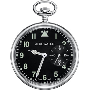 Aerowatch Taschenuhr Lépine Pilot Mechanical Silbrig / Schwarz Ø 48.5mm 