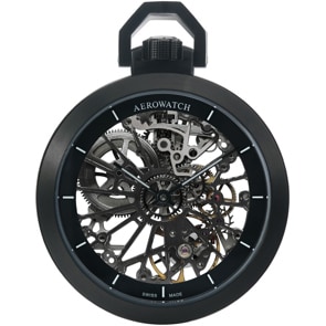 Aerowatch Taschenuhr Lépine Mechanical Skeleton Schwarz