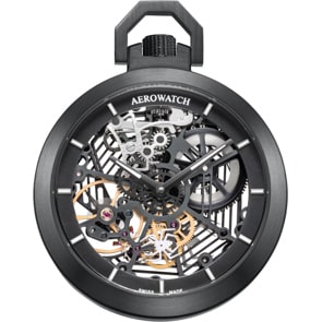Aerowatch Taschenuhr Lépine Mechanical Spider Skeleton Schwarz