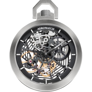 Aerowatch Taschenuhr Lépine Mechanical Spider Skeleton Silbrig