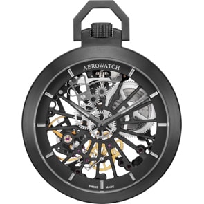 Aerowatch Taschenuhr Lépine Mechanical Skeleton Schwarz Ø 48mm