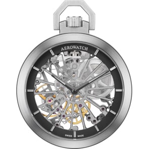Aerowatch Taschenuhr Lépine Mechanical Skeleton Silbrig Ø 48mm
