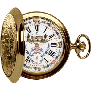 Aerowatch Taschenuhr Savonnette Mechanical Belle Epoque Goldig