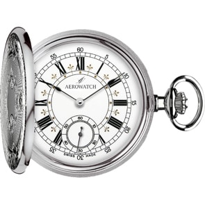 Aerowatch Taschenuhr Savonnette Mechanical Silbrig Ø 50mm