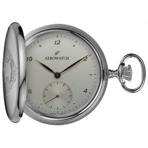 Aerowatch Taschenuhr Savonnette Mechanical Silbrig Ø 50mm