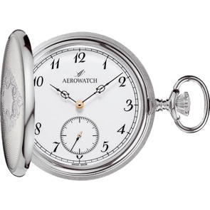 Aerowatch Taschenuhr Savonnette Mechanical Silbrig Ø 50mm