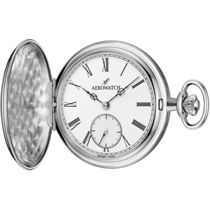 Aerowatch Taschenuhr Savonnette Mechanical Silbrig Ø 50mm