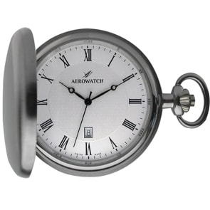 Aerowatch Taschenuhr Savonnette Quartz Silbrig