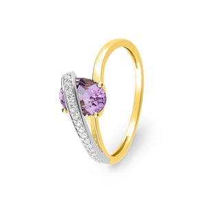 Amethyst Ring 375/9 K Gelbgold mit Zirkonia