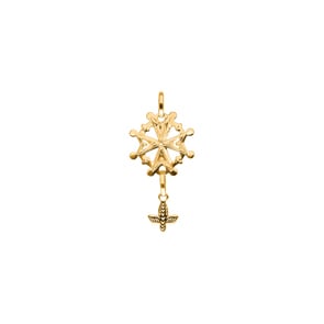 Pendant 375/9 K Yellow Gold Huguenot Cross
