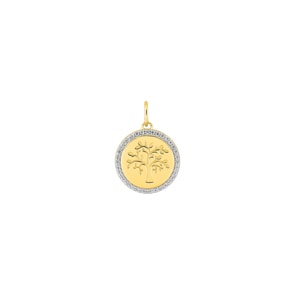 Anhänger 375/9 K Gelbgold Lebensbaum mit Zirkonia