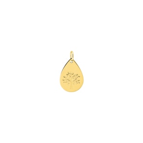 Pendentif or jaune 375/9 ct Goutte avec arbre de vie