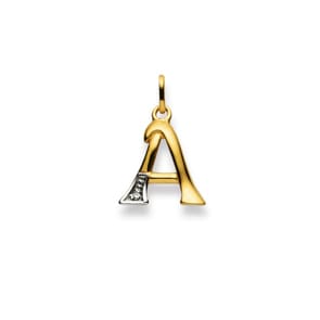 Pendentif or bicolore 750/18 ct avec diamant, Lettre A