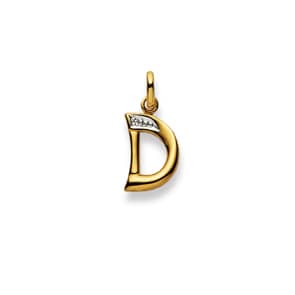 Pendentif or bicolore 750/18 ct avec diamant, Lettre D