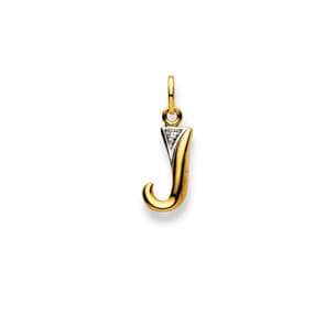 Anhänger 750/18 K Bicolor mit Diamant, Buchstabe J