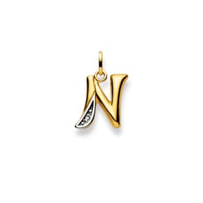Anhänger 750/18 K Bicolor mit Diamant, Buchstabe N