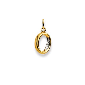 Pendentif or bicolore 750/18 ct avec diamant, Lettre O