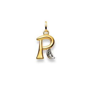Anhänger 750/18 K Bicolor mit Diamant, Buchstabe R