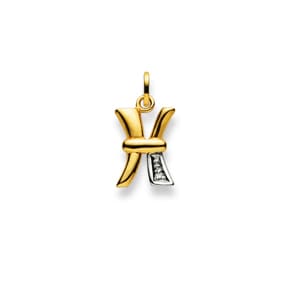 Pendentif or bicolore 750/18 ct avec diamant, Lettre X 