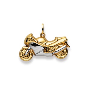 Pendentif or bicolore 750/18 ct, Motocyclette