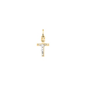 Pendentif or bicolore 750/18 ct 11x19mm, Crucifix