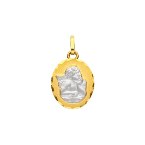 Anhänger 750/18 K Gelb-/Weissgold 12x14mm, Schutzengel