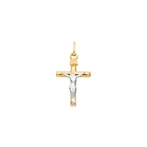 Anhänger 750/18 K Gelb-/Weissgold 15x26mm, Kruzifix