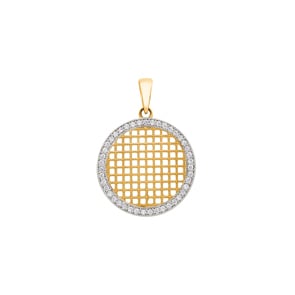 Pendentif or bicolore 750/18 ct avec zircones