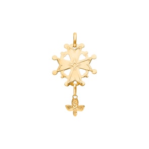 Anhänger 750/18 K Gelbgold 20x32mm, Hugenottenkreuz