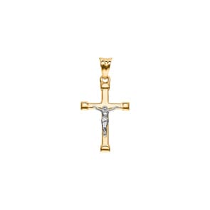 Anhänger 750/18 K Gelbgold 28 x 17mm, Kreuz mit Jesus