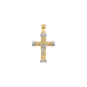 Anhänger 750/18 K Gelbgold 30 x 20mm, Kreuz mit Jesus
