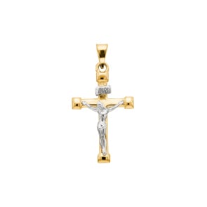 Pendentif or jaune 750/18 ct 36 x 22mm, Croix avec Jésus