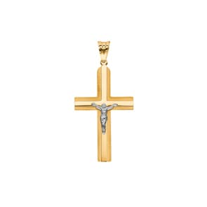 Anhänger 750/18 K Gelbgold 37 x 21mm, Kreuz mit Jesus