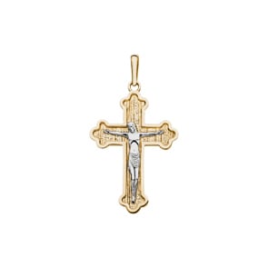Anhänger 750/18 K Gelbgold 37 x 24mm, Kreuz mit Jesus