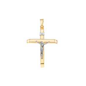 Pendentif or jaune 750/18 ct 37 x 25mm, Croix avec Jésus