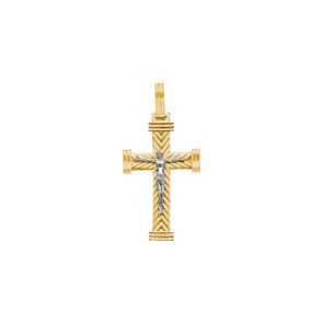 Anhänger 750/18 K Gelbgold 39 x 19mm, Kreuz mit Jesus