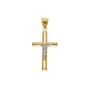 Pendentif or jaune 750/18 ct 39 x 21mm, Croix avec Jésus