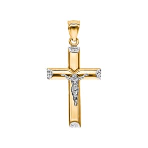 Anhänger 750/18 K Gelbgold 42 x 25mm, Kreuz mit Jesus